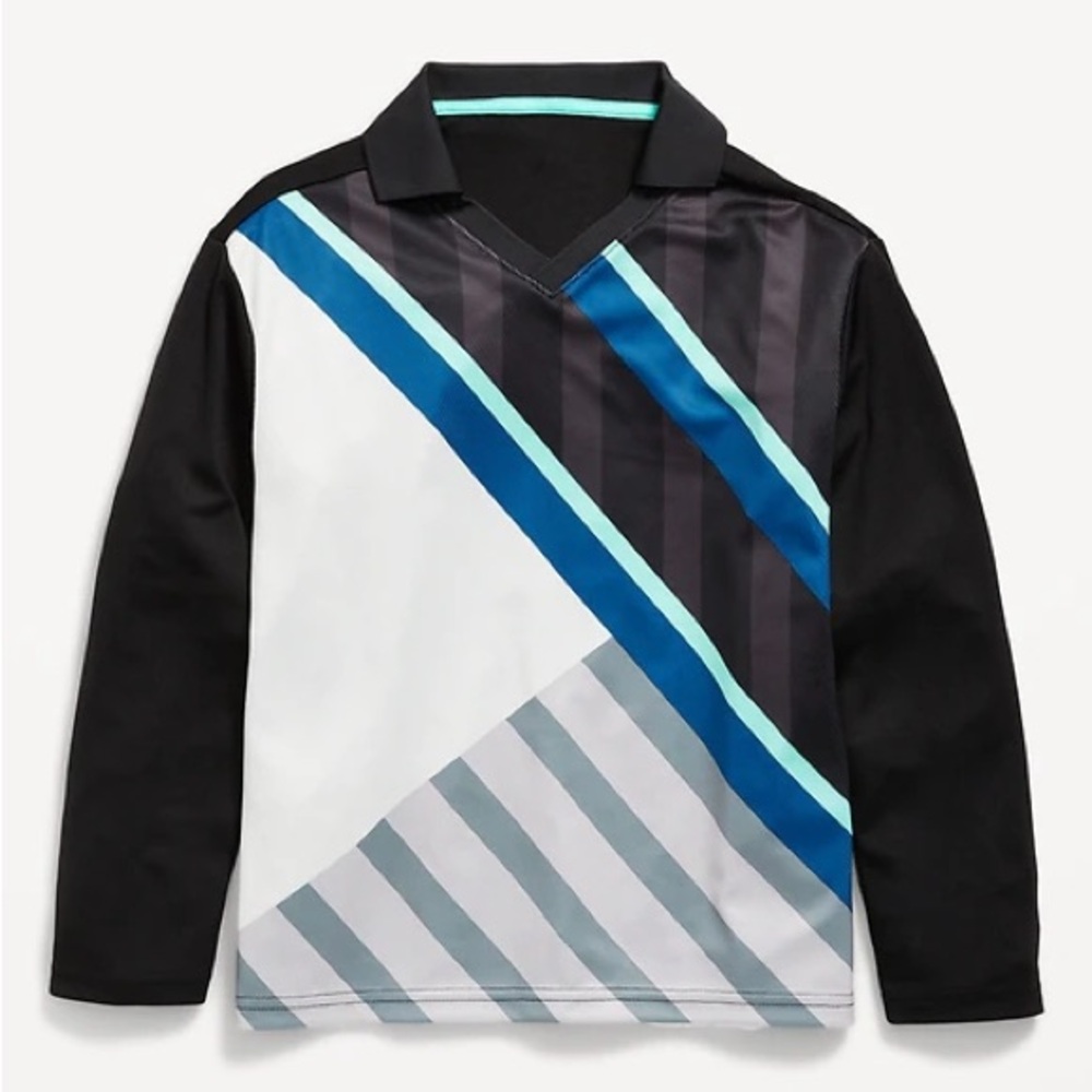 NWT Old Navy Soccer Jersey Long Sleeve Shirt World Cup Collar boys medium size 8